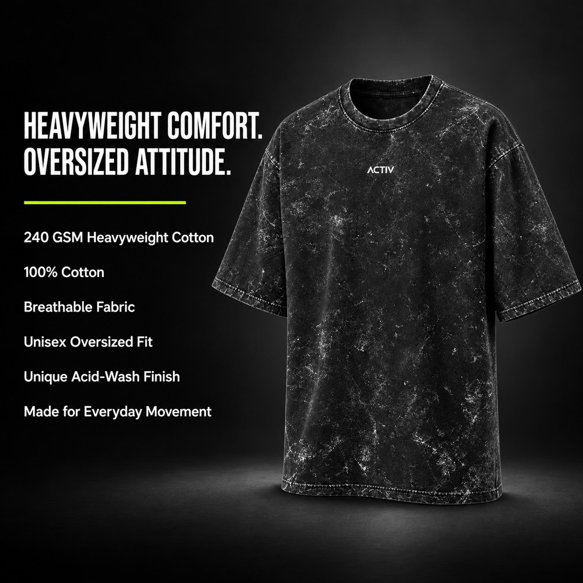 ACTIV Acid Washed Oversized Tee - Image 4